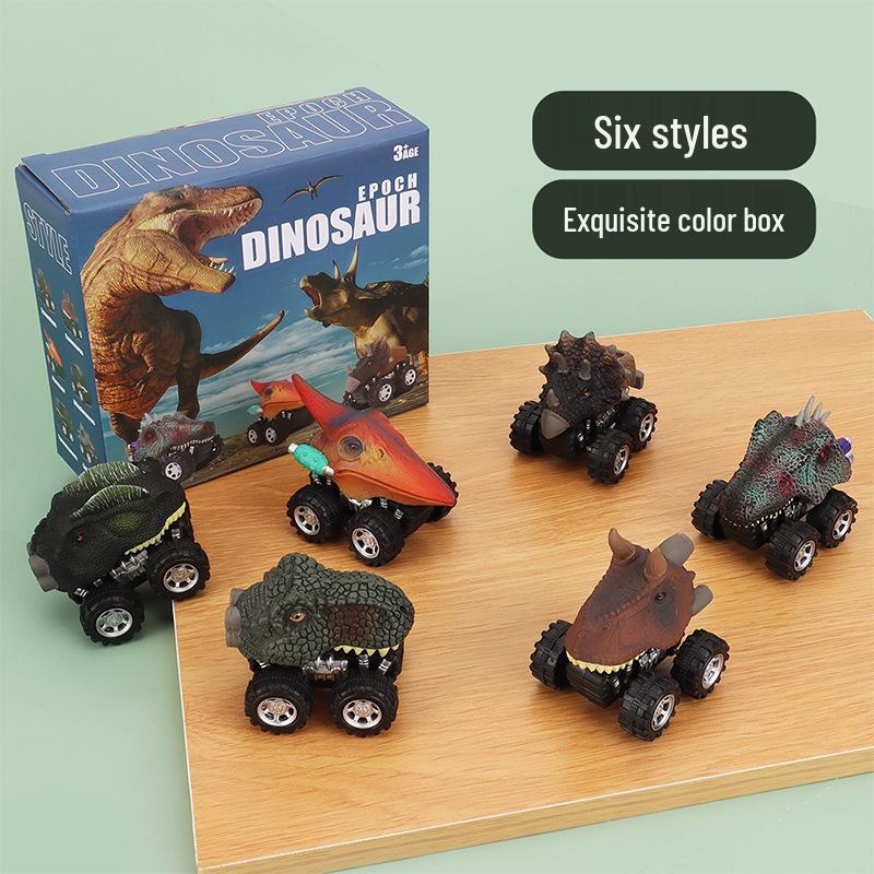 Children's Educational Dinosaur Pull-back Toy Cars - 6 Styles, Hand-painted, Off-road Simulation Models