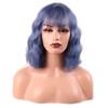Women's Short Wave Hair Fashion Wine Red Synthetic Wig with Bangs(color:18 Colors)