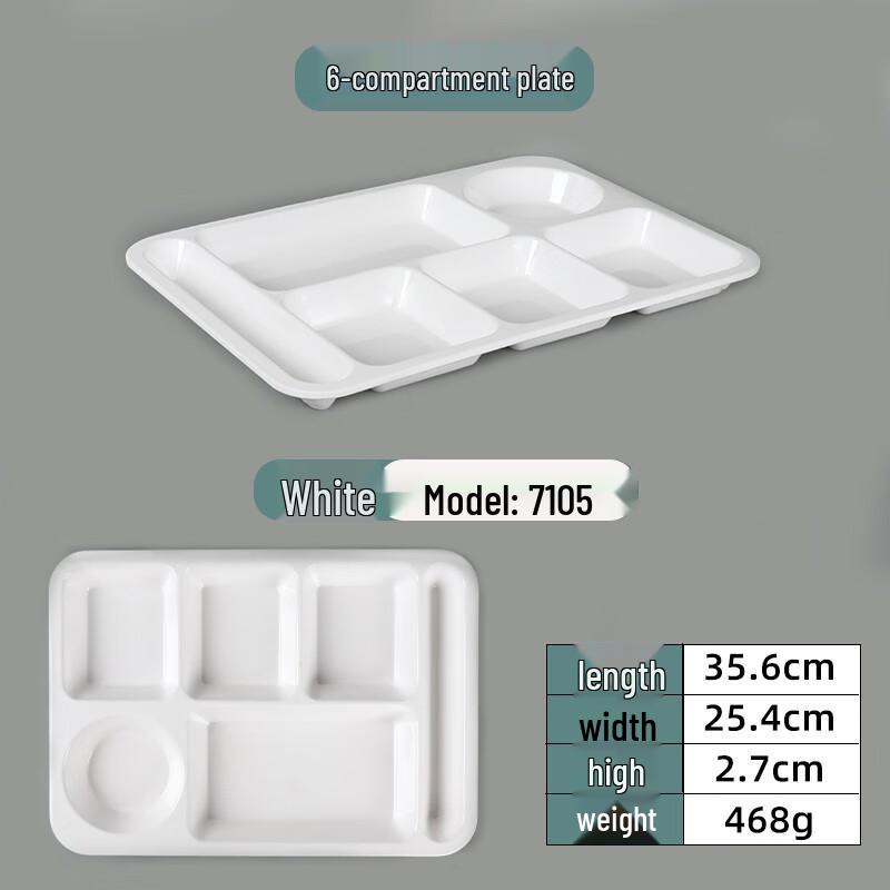 

A5 Melamine 6-Compartment Rectangular Food Tray