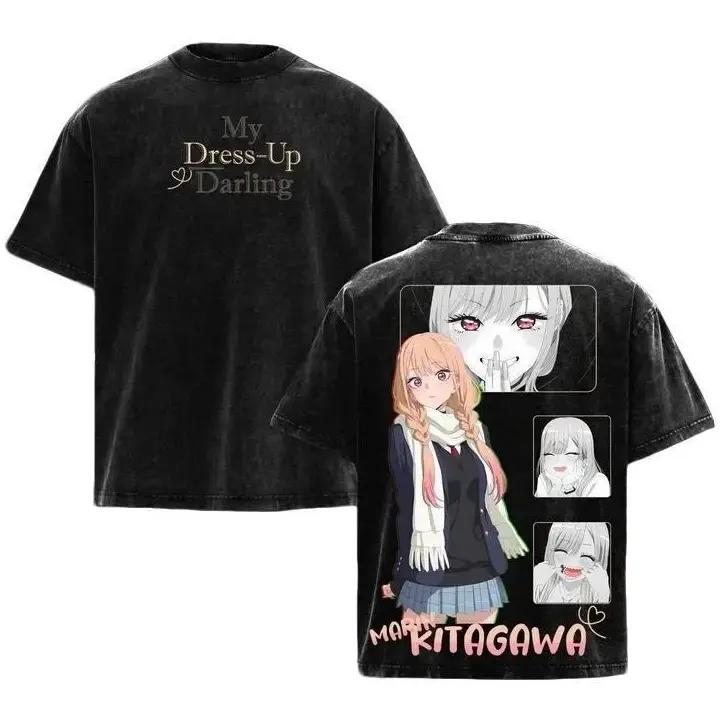 2026 Estate My Dress-Up Darling Marin Kitagawa Stili Multipli Cosplay Maglietta Anime Lavata Harajuku Streetwear Top Oversize a Maniche Corte