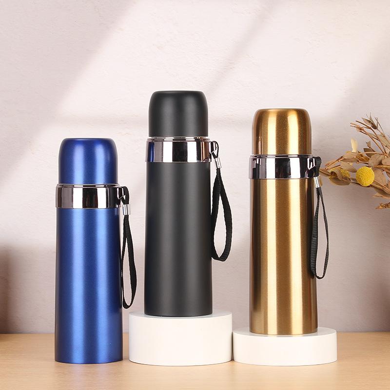 Simple Bullet Stainless Steel Lifting Rope Thermos Cup Large Capacity Vacuum Straight Cup Outdoor Portable Sports Water Cup