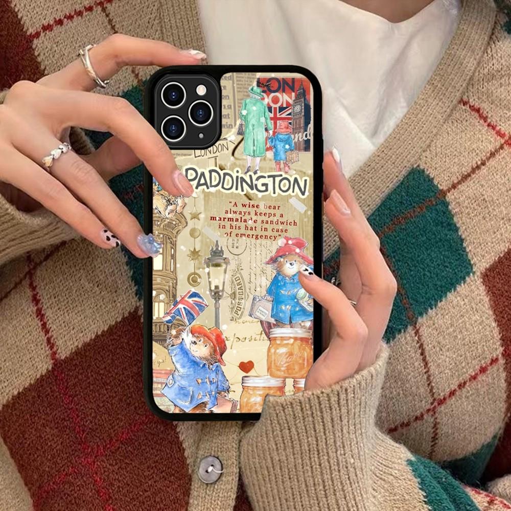 Cute P-Paddington Bear Phone Case Silicone PC+TPU For For IPhone 11 12 13 14 15 16 Plus Pro Max Cover