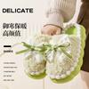New warm bow cotton slippers autumn and winter thick bottom non-slip home plush couple drag home confinement cotton shoes women