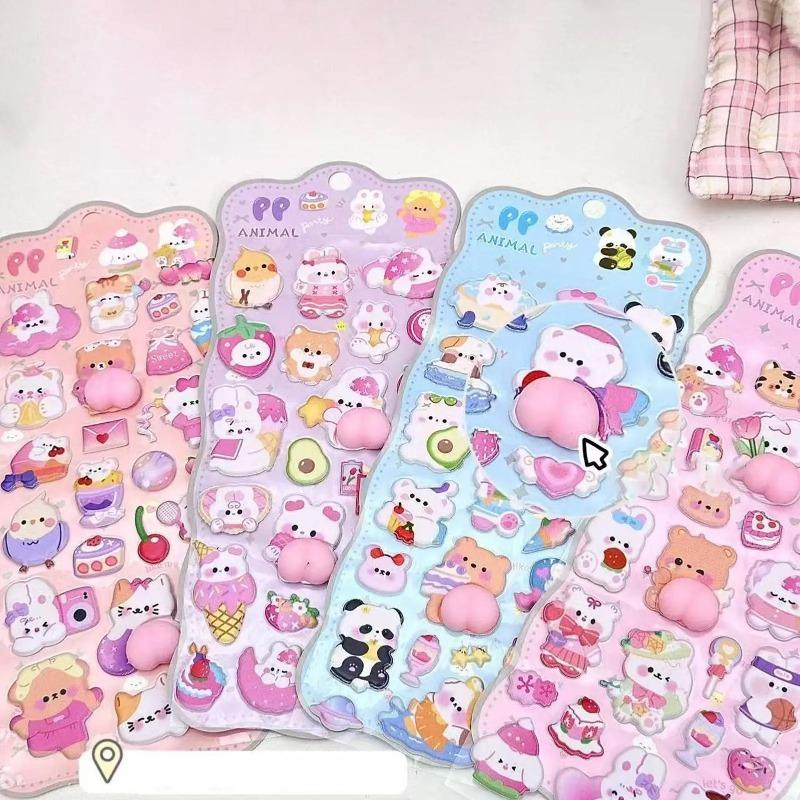Kids 3D Animal Self-adhesive Stickers - Cute Bear Craft Toys for Phone Case Diary Scrapbook Pencil Case & Tablet Decor