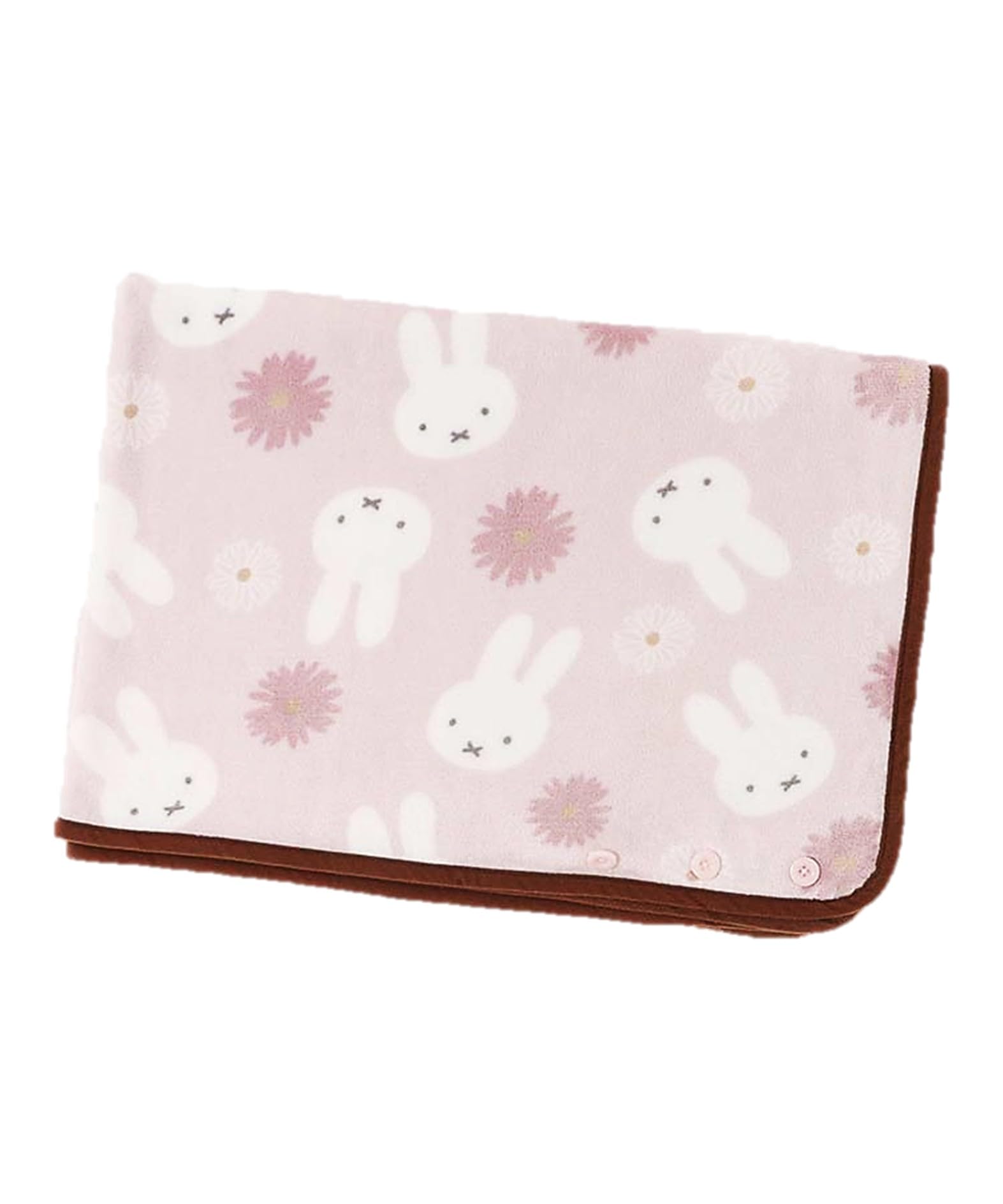 

Bleue Bleuet Miffy Floral Print Blanket, 3-Way Throw Blanket with Buttons (Pink)