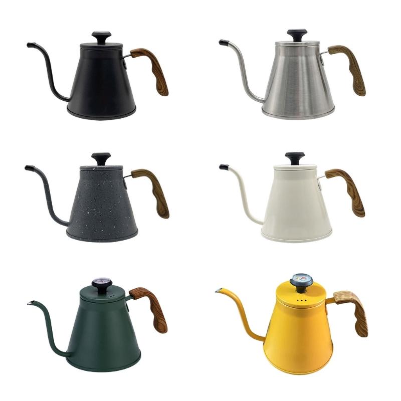 Edelstahl Schwanenhalskessel 1,2L mit Thermometer und Hitzebeständigem Griff für Präzision beim Kaffeeaufgießen