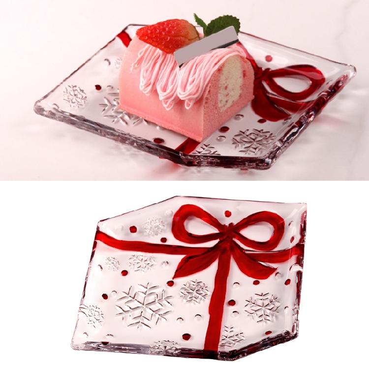 Stylish Glass Cake Storage Bowl Multifunctional Candy Tray Afternoon Tea Cake Plate Adorned With Red Bowknot