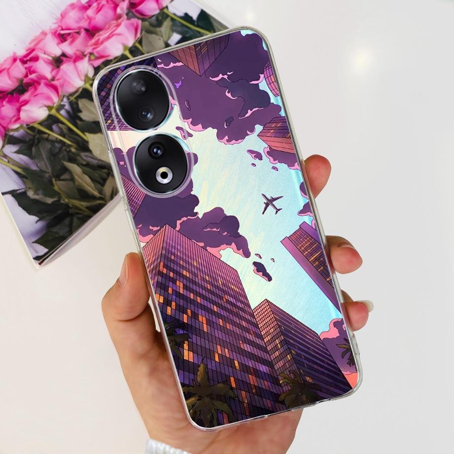 Para Honor 90 / Honor 90 Lite 90 Pro 90 Smart Case Funda de Silicona Suave Elegante de Lujo Hermosa Flor de Cerezo Fundas Tapa Transparente