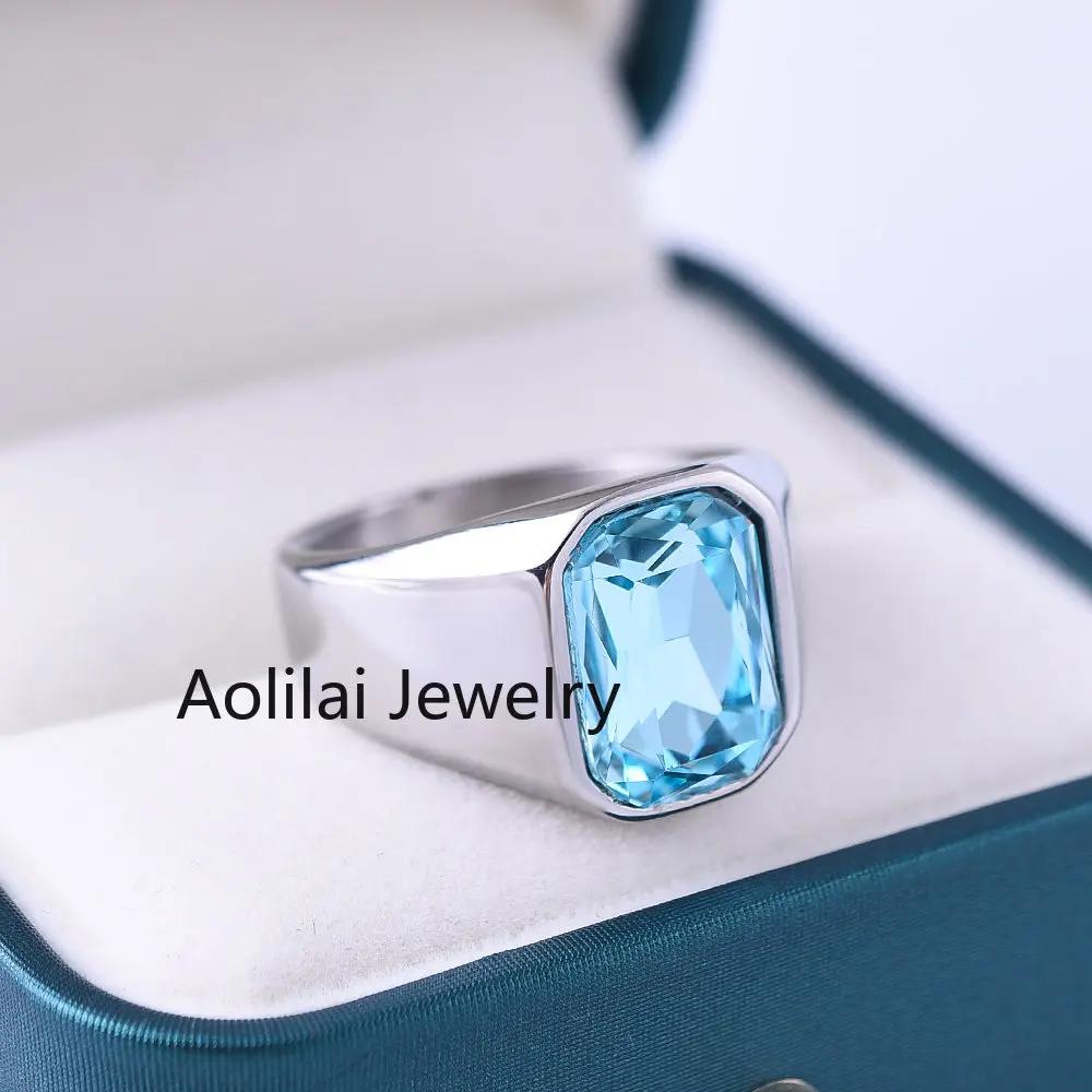 

Multiple Color Gemstone Styles Men s/Women High Quality 316LStainless Onyx Square Rings Classic Fashion Trend Jewelry 12 море синього кольору