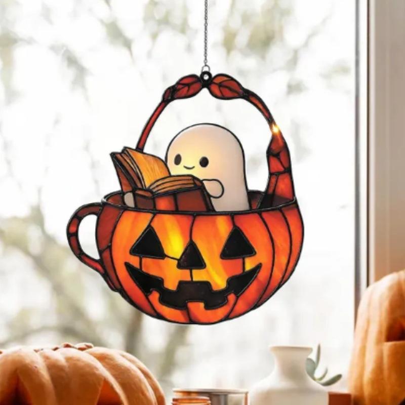Acrylic Halloween Window Hanging Decor For Indoor Outdoor Fall Party Home Decoration Durable Unbreakable Design