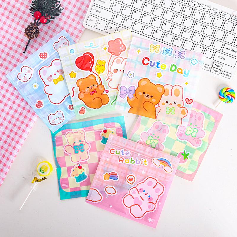 Cute Cartoon Self-Sealing Jewelry & Gift Bag - Transparent Back-to-School Packaging Mask Bag