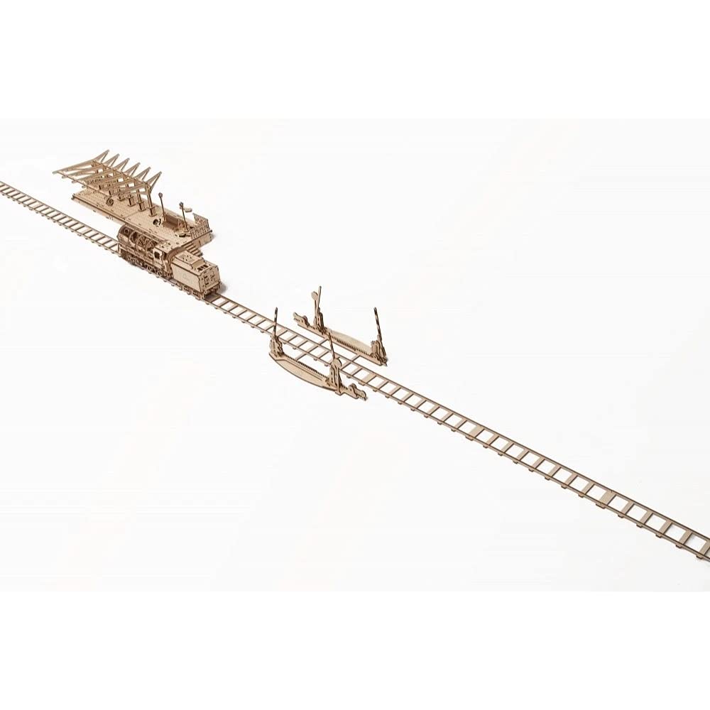 Ugears Set mit Schienen mit 70014 Holzspielzeug 3D-Puzzle Kreuzung;