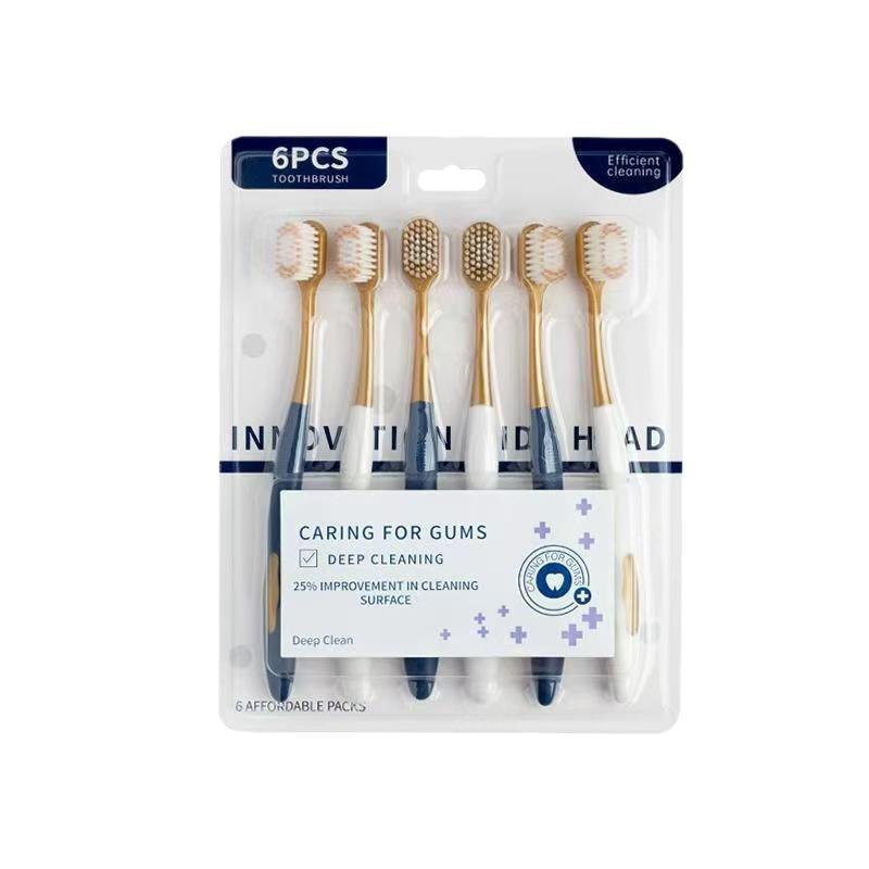 Sam's Premium Soft Bristle Adult Toothbrush - Family Pack of 6 with Wide Heads