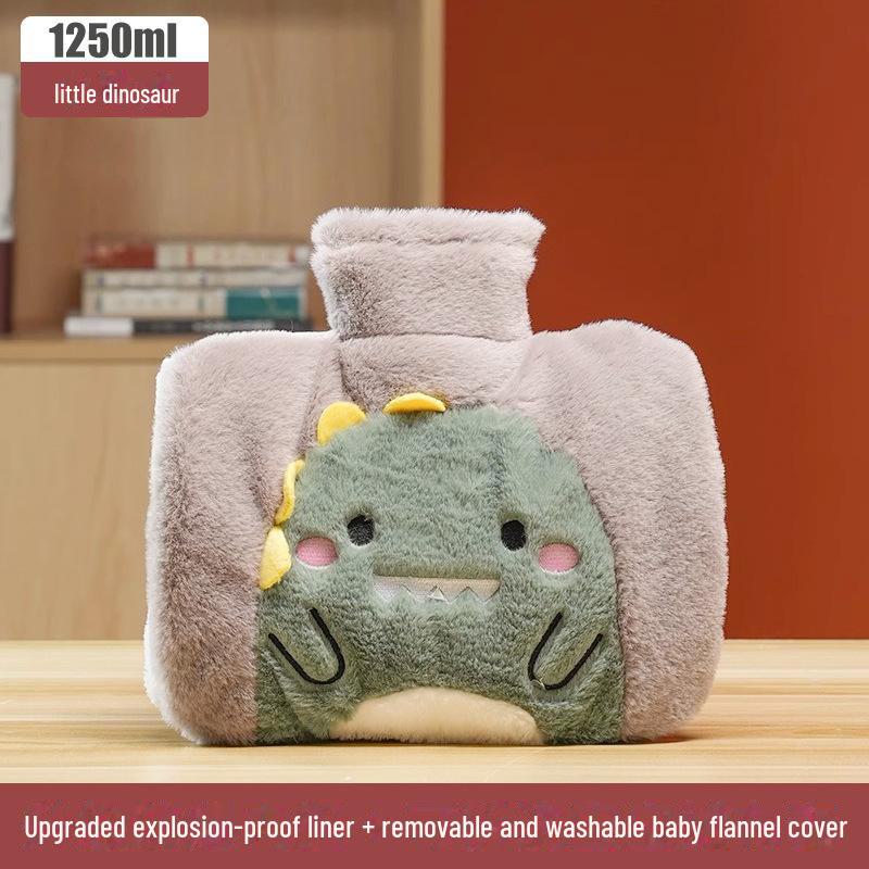 Plush Rabbit Fur Water-Filled Hand Warmer Bag - Thickened PVC Cartoon Design