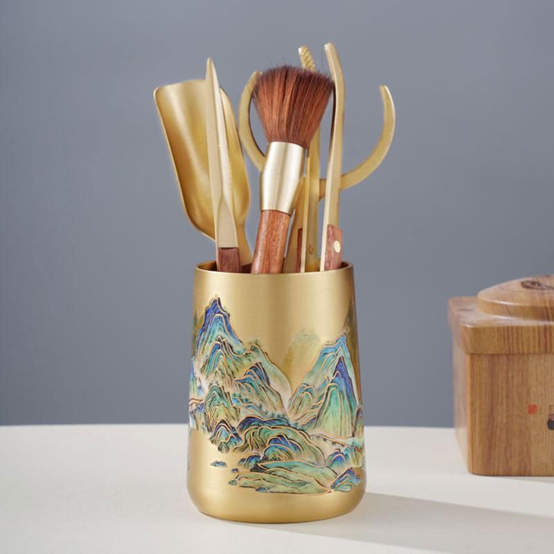 Brass Tea Ceremony Six Tools Set Gongfu Making Home Use Chinese Style Accessories