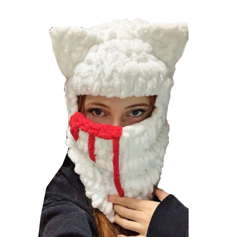 Girls Cat Ear Hat Y2K Knitted Hat Cute Cat Ear Gifts Warm Hat Adult Children Knitted Chenille Yarn Halloween Photo Props