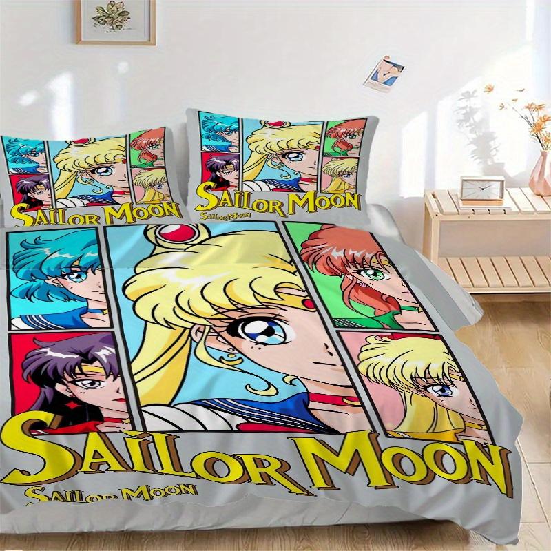 

3 шт. Комплект одеял с принтом Сейлор Мун - Мягкий и удобный пододеяльник для спальни, гостевой комнаты Декоративный комплект постельного белья F069 135x200cm