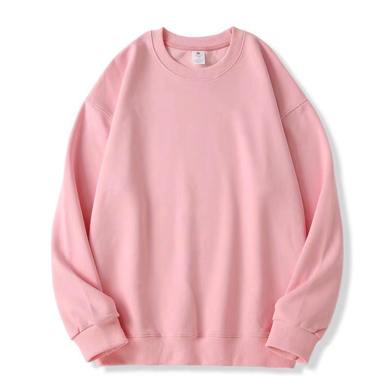 Pure White Heavyweight Cotton Pullover Sweatshirt - Round Neck, Korean Style