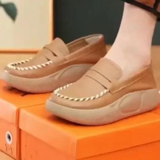 Fashion 2024 New Comemore Slip-on Round Toe Loafer Women Spring Autumn Comfortable Soft-soled Women's Shoes Sneakers Thick-soled Casual