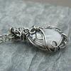 Women Necklace High Quality Vintage Silver Color Moonstones Lady Pendant for Prom