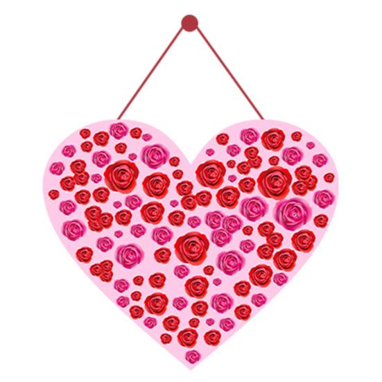 Türschild zum Valentinstag, romantisches Türschild zum Aufhängen an der Haustür, rotes Herzmuster, Brief „Happy Valentine's Day“, gedruckt, 14. Februar, Wandkranz-Dekoration