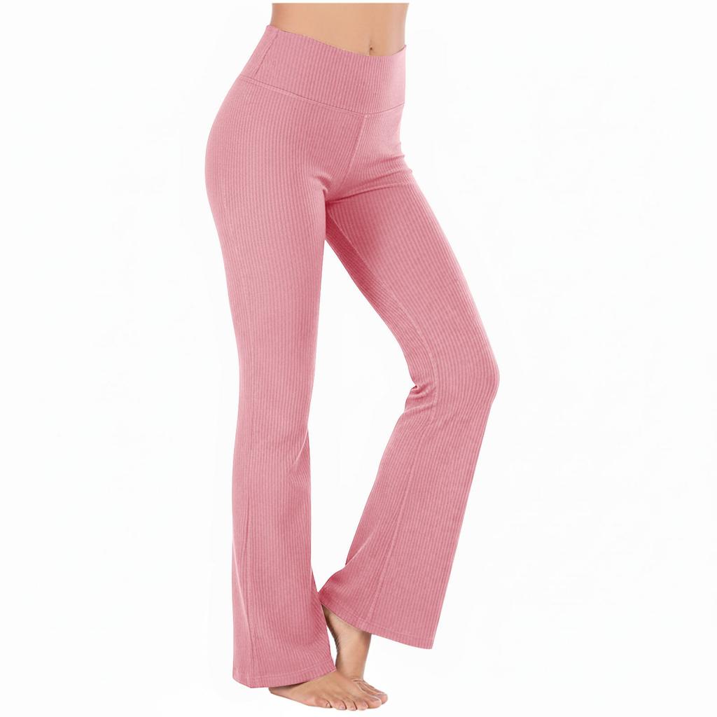 High Waist Ribbed Flared Leggings for Women Slim Fit Stretchy Bootcut Pants with Tummy Control and Butt Lifting Design for Yoga Fitness