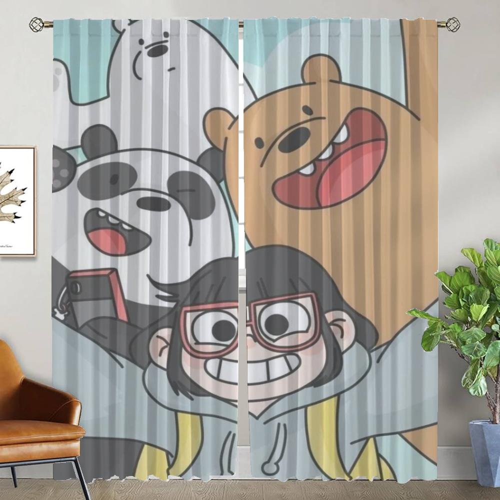 We Bare Bears Anti-mosquito Curtains for Living Room Partition Shades Blackout Curtain Halloween Decoration Tulle for Bedroom