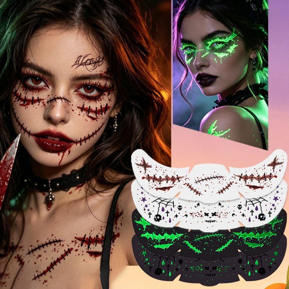 Water Transfer Printing Halloween Face Bloodstain Tattoo Sticker Stage Prop