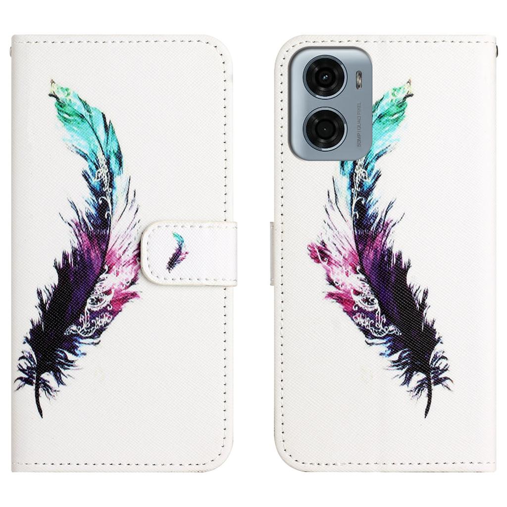 For Motorola Moto G06 4G Case Pattern Print PU Leather Wallet Phone Cover Cross Texture