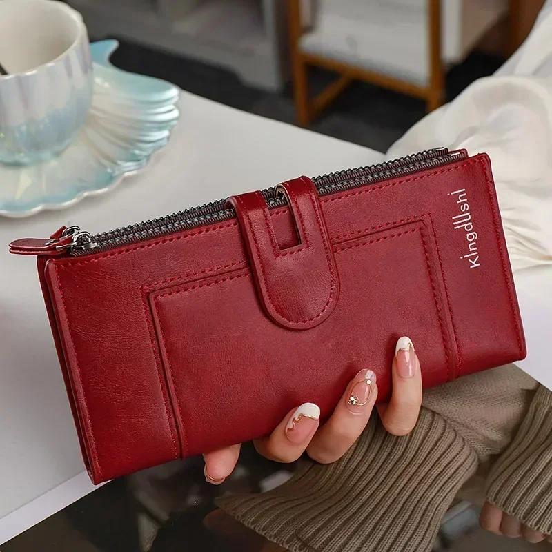 Fashionable Men and Women's Long Wallet, European and American Fashion Phone Bag PU Leather Multi Card Carrying Bags Purses