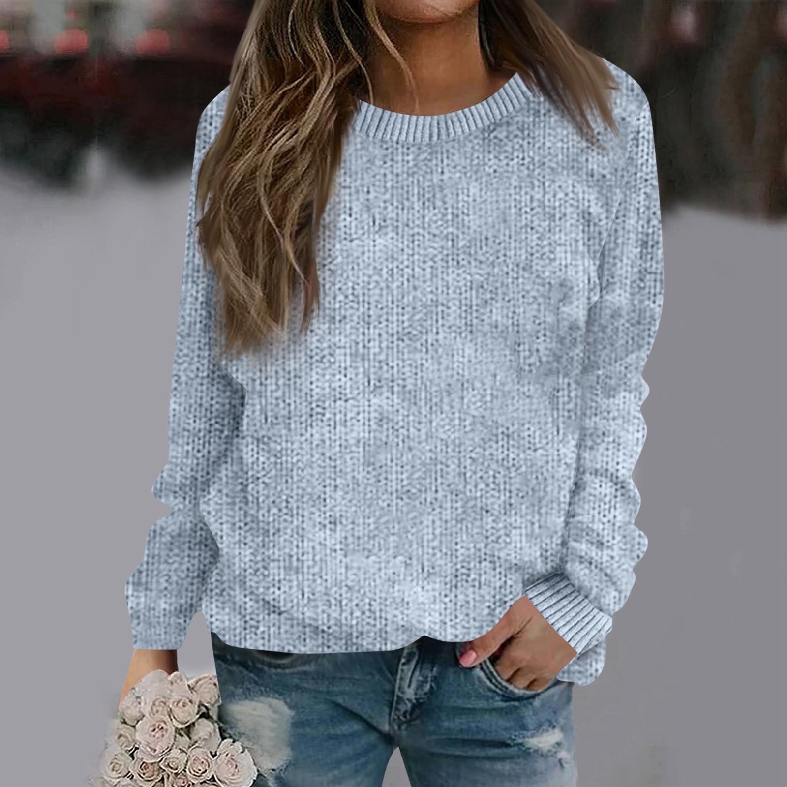 

Sweatshirts For Women Knit Sweater Cute Shirt Fall Crewneck Pullover Tops S синий