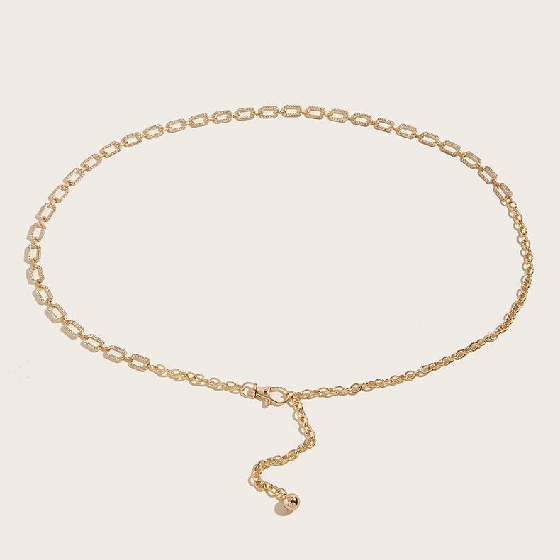 

Hole Diamond Square Waist Chain Metal Accessories Dress Waist Chain Decoration золотистий