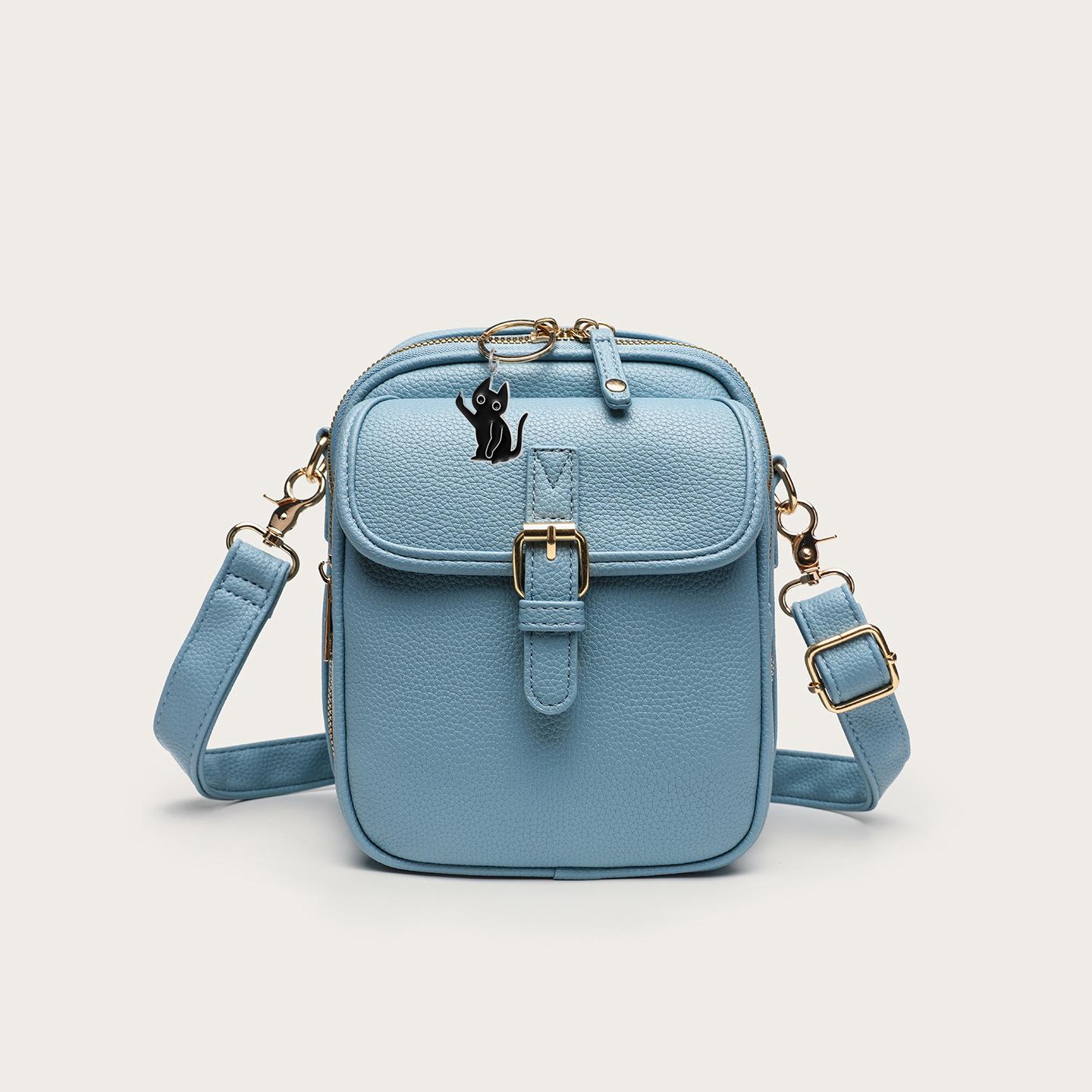 Balailuo Retro Leren Dames Messenger Bag met Verstelbare Afneembare Riem Anti-diefstal Crossbody Leren Telefoontas Vintage Grote Capaciteit blauw