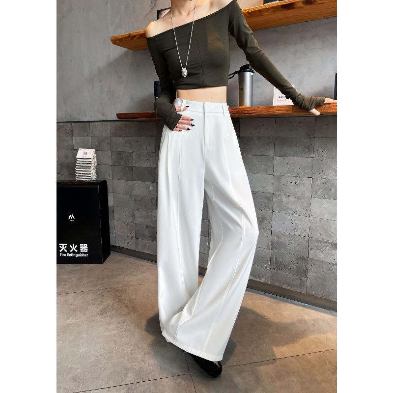 Ai Xuan, white suit wide-leg pants women's loose early autumn versatile black high-waisted casual straight-leg pants
