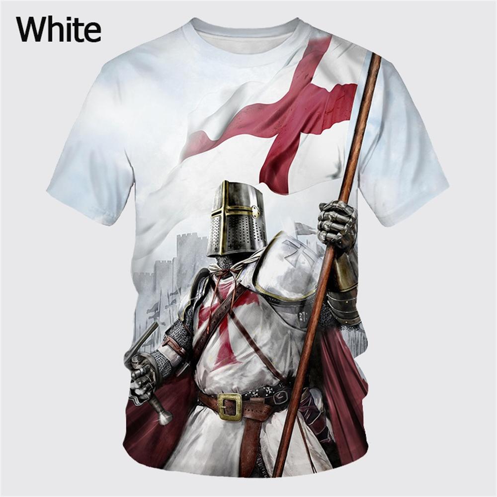 Fashion Retro Knights Templar 3D Printed Men's T-Shirts Summer Casual Streetwear Couple Tees Short Sleeve Tops Drop Shipping 5XL