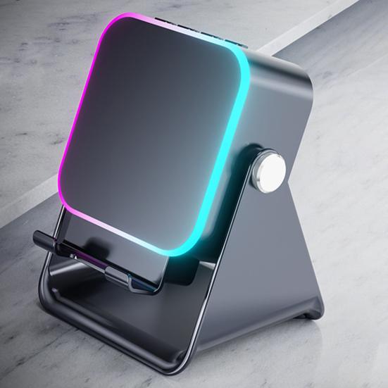 Wireless Induction Speaker with Adjustable Cell Phone Stand Stereo Sound Colorful Light Rechargeable 5-in-1 Bluetooth-compatible Speaker