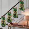 Christmas Artificial Stairs Decoration Pine/Bow LED Light Up Artificial Garland Stair Wreath PVC for Front Door Wall