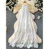 White Fairy Dress 2024 Summer New Arrival Fancy Sleeveless Halter Lace Patchwork Loose Temperament Long Dress