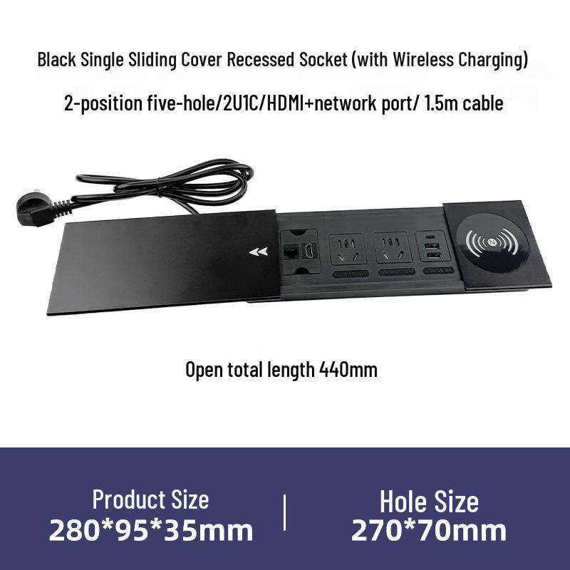 Office Desktop Sliding Cover USB Network Socket Power Strip