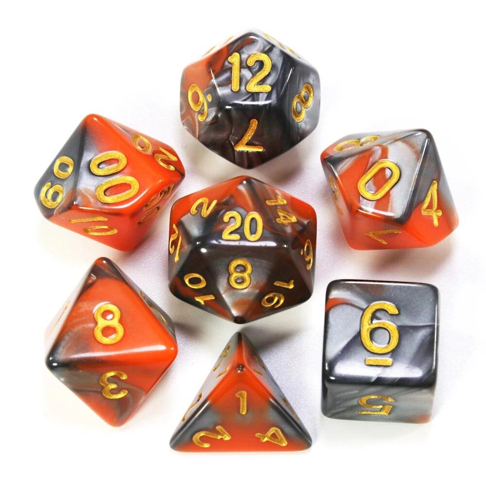 Würfel DND Spielwürfel Rollenwürfel Farbmischwürfel Würfelset mit Tasche 9 verschiedene Stile erhältlich für tragbares Spielzeug DND RPG TRPG Spiele