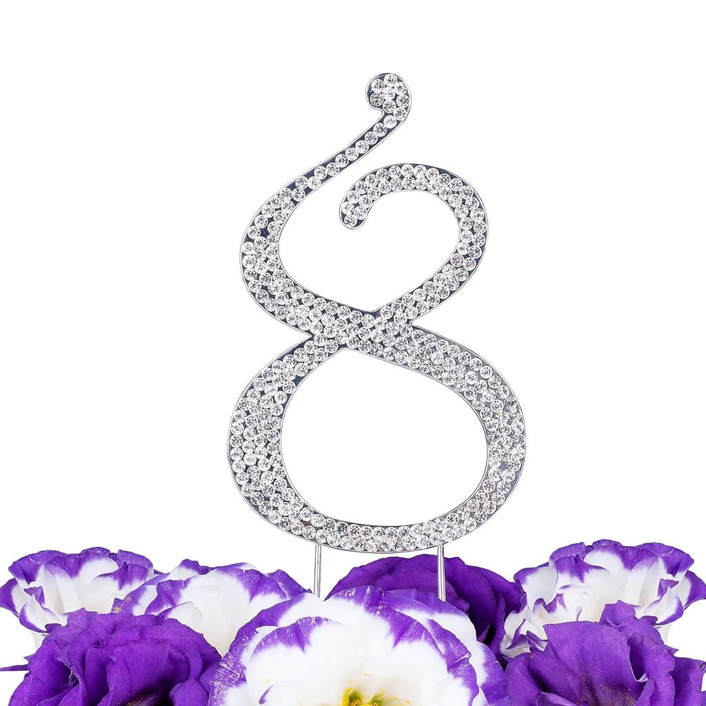 Number 3 Rhinestones Silver 3" Crystal Cake Topper Birthday Cake Topper Boy or Girl Birthday Anniversary Party Decoration Supply
