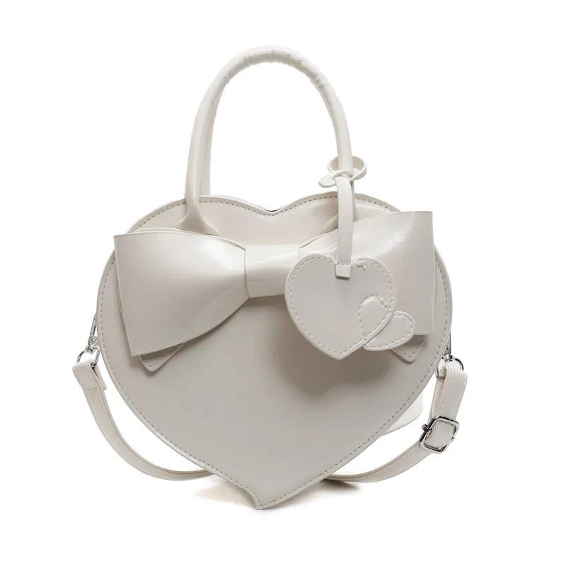 Love Heart Bow Hand Bags for Woman Trendy Tote Bag Shoulder Bolso Japan Korea Sweet Sac Femme Crossbody Bolsos De Mujer