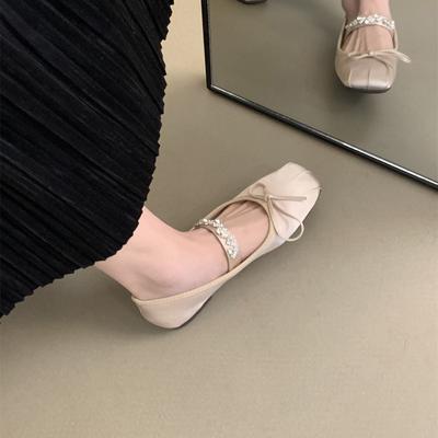 Scarpe singole a punta quadrata e scollatura bassa da donna, nuove per primavera e autunno, ballerine a fondo piatto, scarpe Mary Jane delicate e da fata