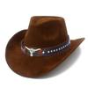 Fashion Classic Suede Equestrian Hat Men's and Women's Outdoor Travel Beach Vacation Visor Bent-brimmed Western Cowboy Hat