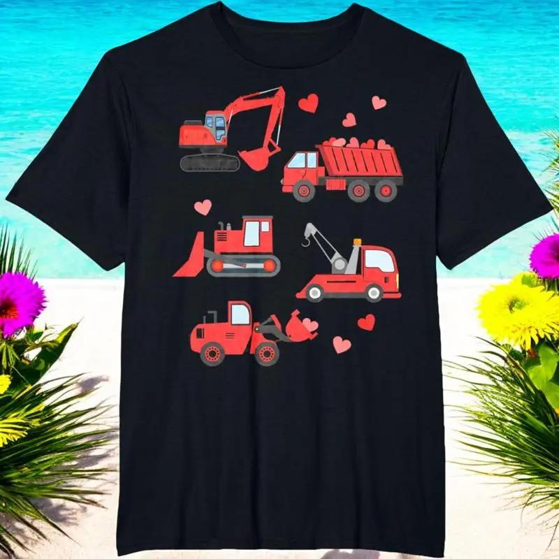 Valentines Day Boys Kids Toddler Construction Truck Hearts T Shirt