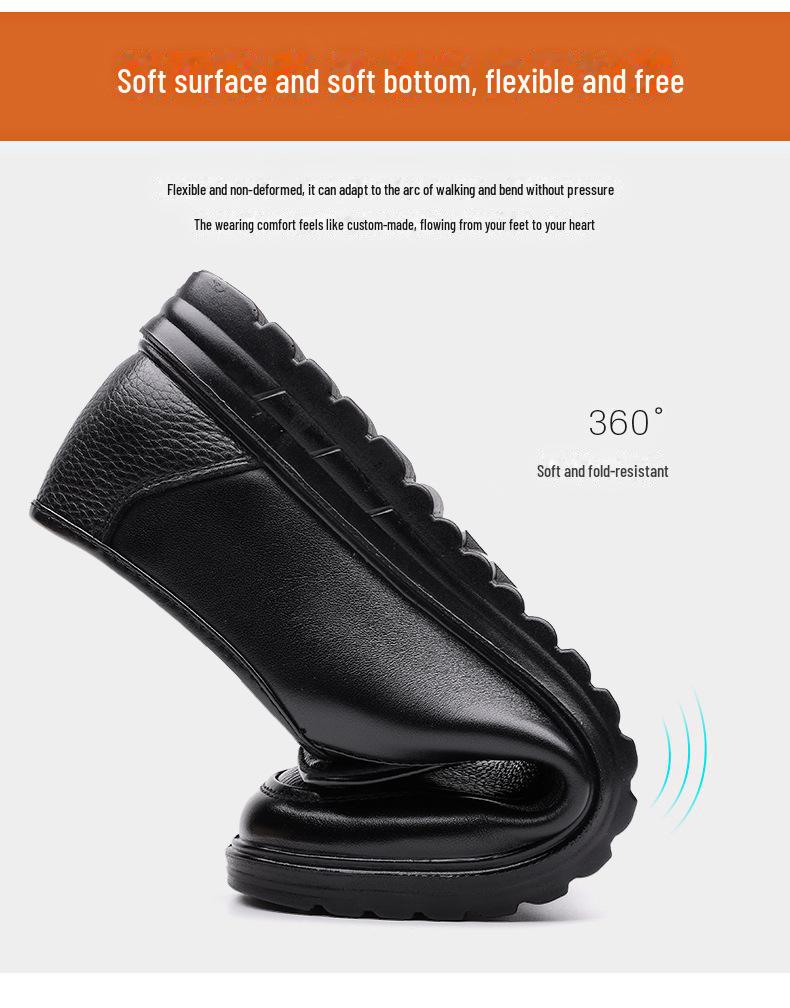 2024 Men's Genuine Cowhide Leather Slip-On Casual Shoes - Versatile for Middle-Aged and Elderly, Perfect for Business or Everyday Wear