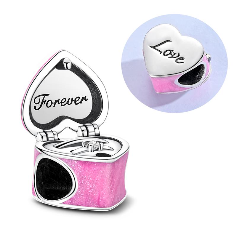Valentine'S Day Charms Copper Beads Couple Lover Heart Original Pendnat Fit Bracelet Diy For Lady Jewelry Gift