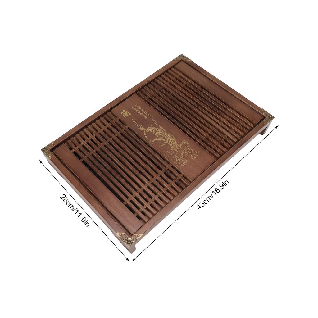 Kungfu Tea Tray Chinese Gongfu Tea Tray Drainage Water Storage Wood Tea Table with Drain Pipe