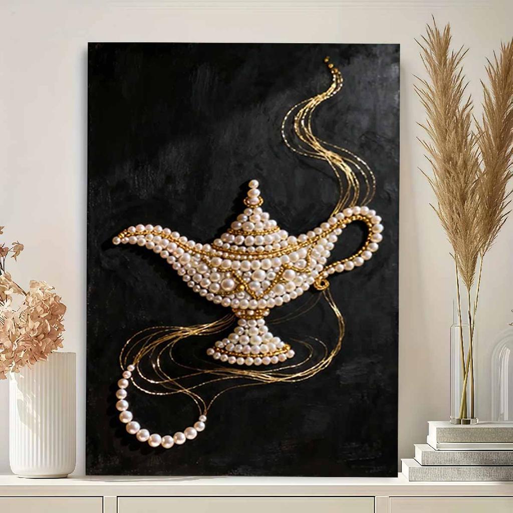 Crystal Pearl Painting 5D DIY Frame Decoration Painting Magic Lamp Home Wall Decoration Transparent Pearl Gemstone Painting Picture Art Crafts
