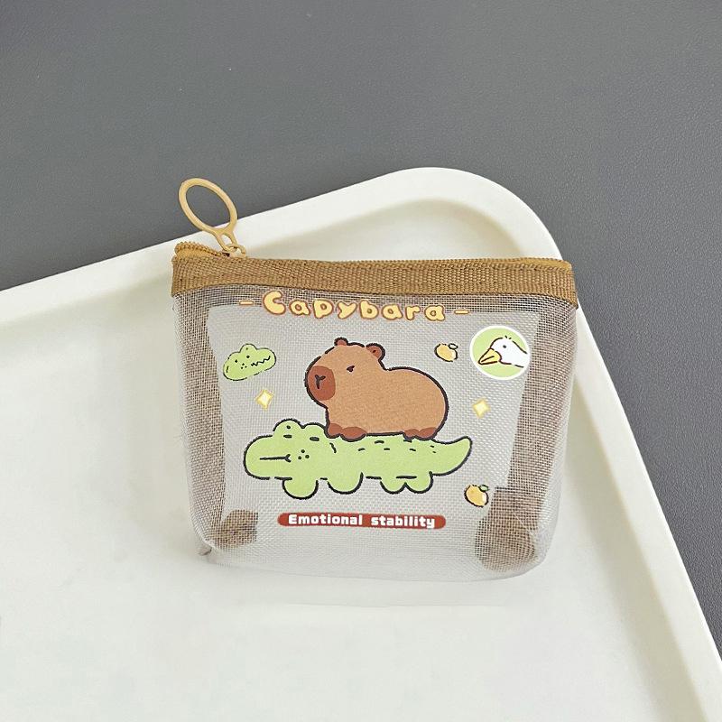 

Милая сумка для хранения монет Capybara, прозрачные кошельки для монет, мультяшный милый кошелек, прозрачные сумки